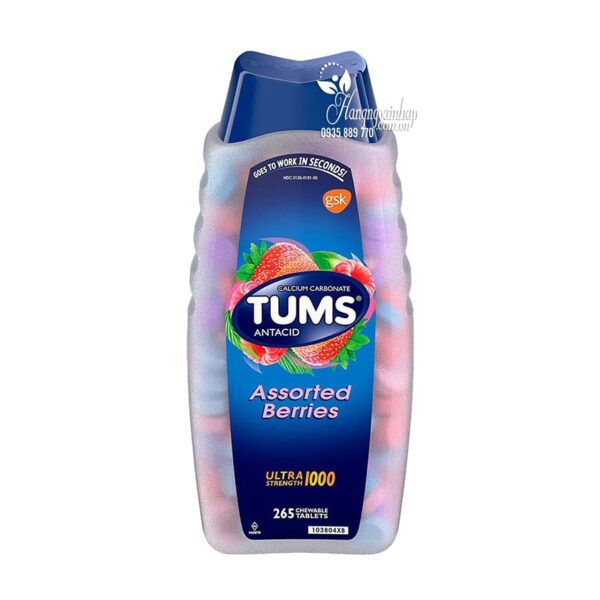Viên nhai điều trị đau dạ dày Tums Assorted Berries 265 viên của Mỹ