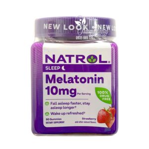 Kẹo dẻo ngủ ngon Natrol Gummies Melatonin 10mg vị dâu của Mỹ, mẫu mới