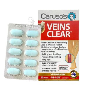 Thuốc trị suy giãn tĩnh mạch Carusos Veins Clear 60 viên của Úc
