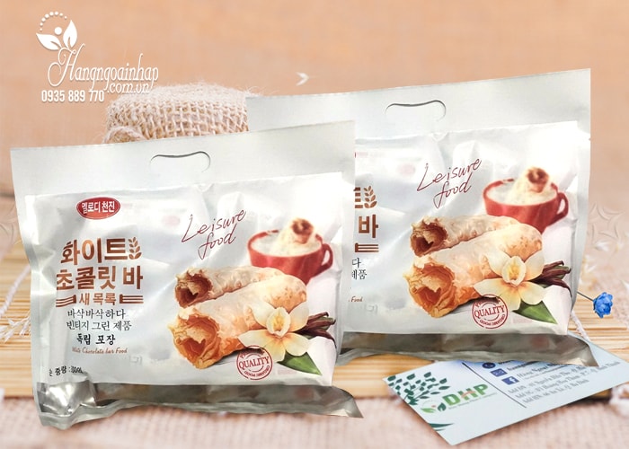 banh-yen-mach-phu-socola-trang-300-gam-cua-han-quoc-1 Bánh yến mạch phủ socola trắng Leisure Food 300g của Hàn Quốc