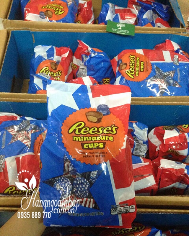 keo-reeses-chocolate-trang-bo-dau-phong-102-kg-4 Socola sữa bơ đậu phộng Reese’s Miniature Cups 1,02kg của Mỹ